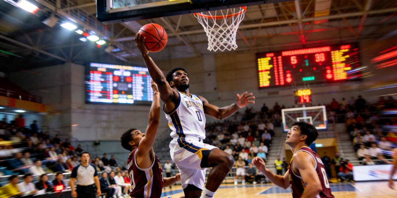 篮球比赛精彩瞬间集锦，球员突破上篮